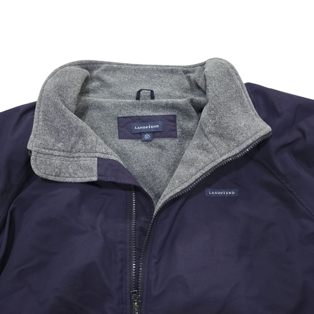 Lands' End Men's Dark Blue Squall Jacket with Fleece Gray Interior